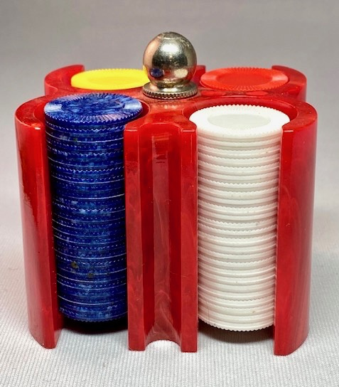 BO20 mini red bakelite poker chip holder